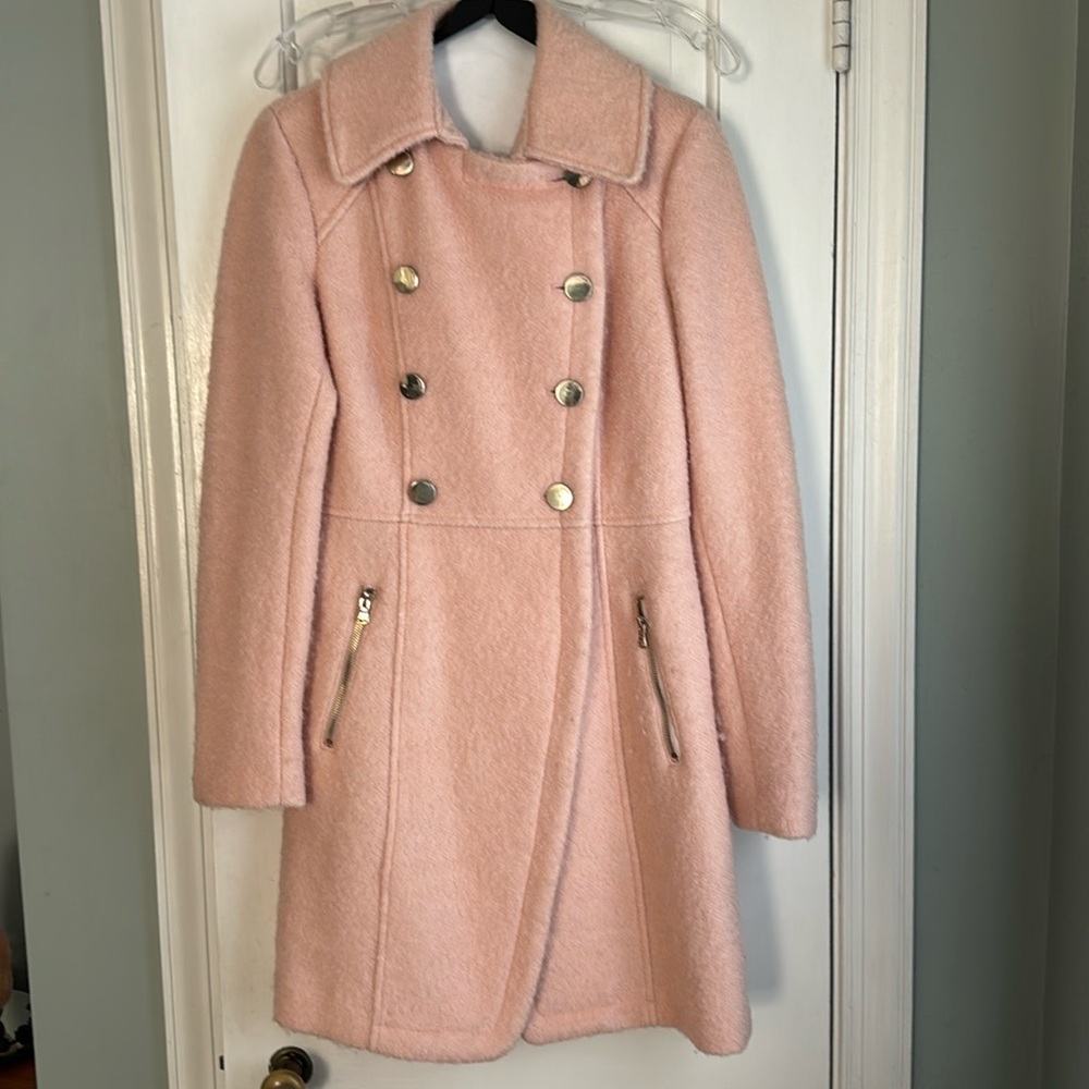 Guess Women’s Double Breasted Pink Wool Coat, Size Small